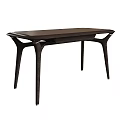 Modern Dining Table with Dark Brown Tabletop and Stylish Curved Legs Design 3d model