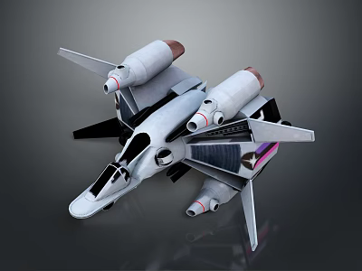 Futuristic Science Fiction Aircraft Model With Streamlined Design Multiple Engines And Wing Structure 3d model