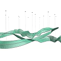 Artistic Green Curved Leaf Shaped Pendant Light With Hanging Suspended Design
