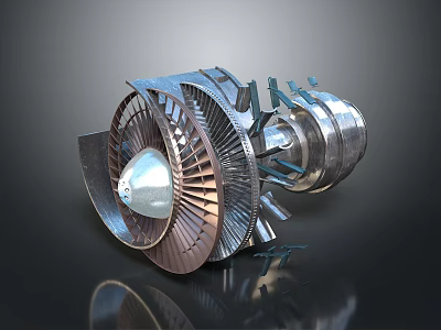 Aerospace Engine Turbine Structure With Precision Metal Components and Internal Design 3d model