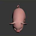 Pink Piglet With Big Ears Black Eyes Red Nose And Red Hooves On Dark Background