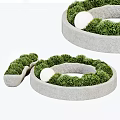 Green Grass Arrangement In Round Stone Planters With White Decorative Balls
