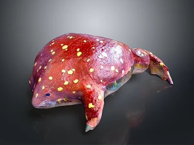 Colorful Reptile 3D Model With Red Body Yellow Spots And Textured Skin 3d model
