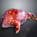 Colorful Reptile 3D Model With Red Body Yellow Spots And Textured Skin