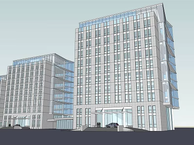 Modern Hotel Building Exterior With Glass Facade Tall Structure And Large Windows 3d model