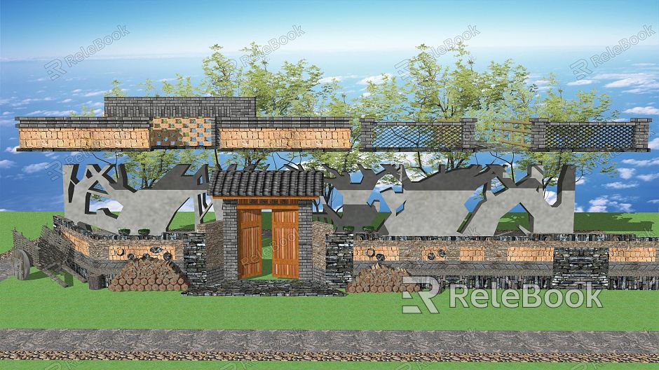 New Chinese Style Gate Homestay Folk Gate Courtyard Wall model