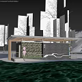 Waterfront Small Building Featuring Wooden Structure Stone Wall Flat Roof Tree Mountain And Water Reflection