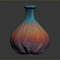 Fruit Shaped Vase With Blue to Red Gradient Color and Glossy Texture on Dark Background