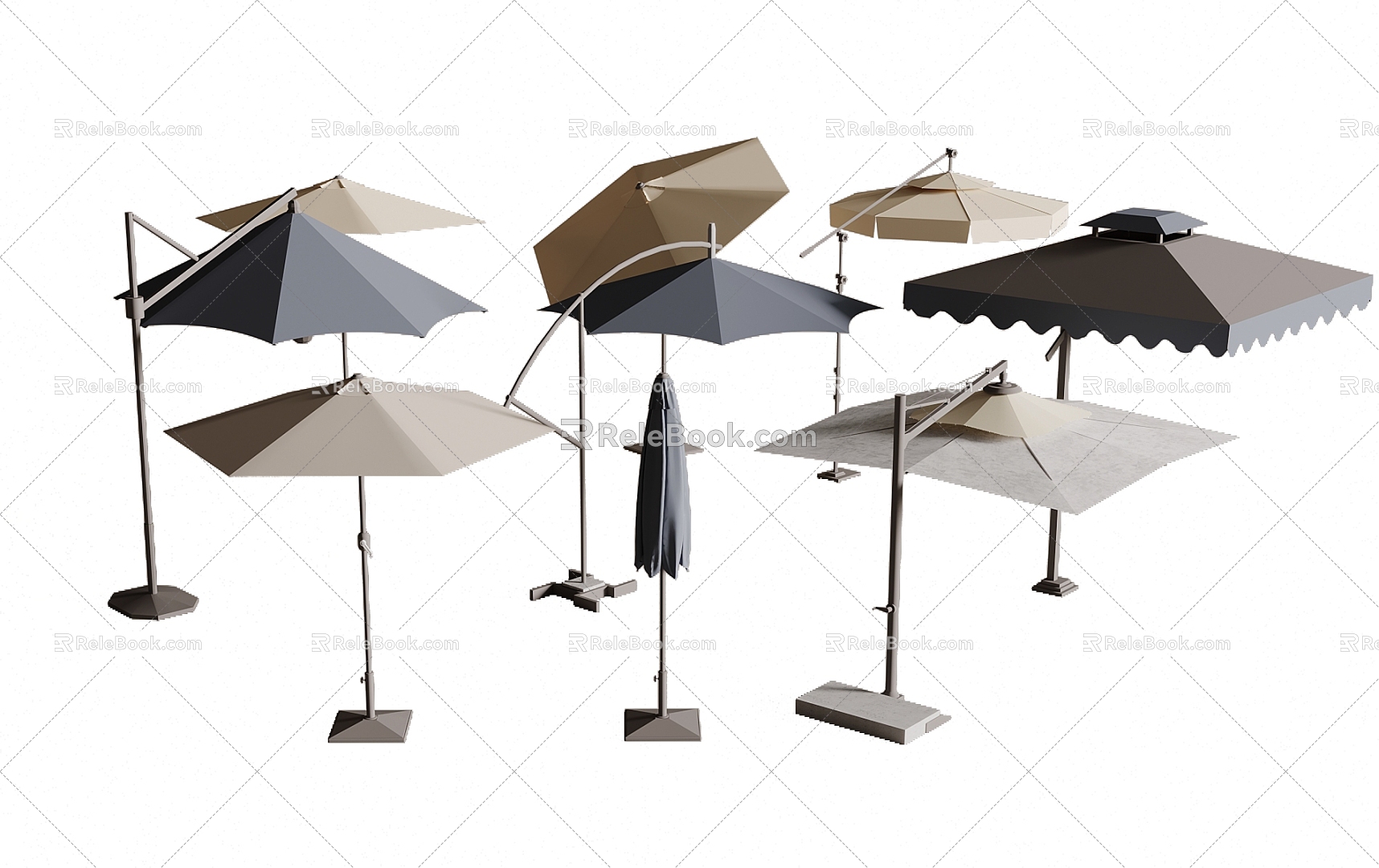 Modern Parasol Sunshade Umbrella Outdoor Umbrella Sun Umbrella Folding Umbrella 3d model