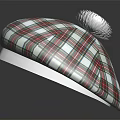 Plaid Beret With White Brim And Pom Pom Fashion Accessory Design