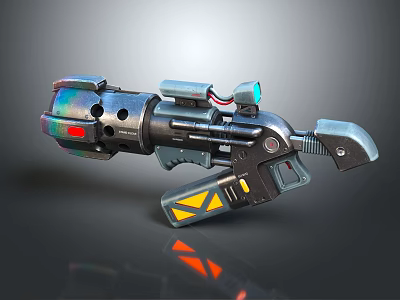 Futuristic Sci Fi Weapon With Metallic Body LED Lights And Ergonomic Grip 3d model