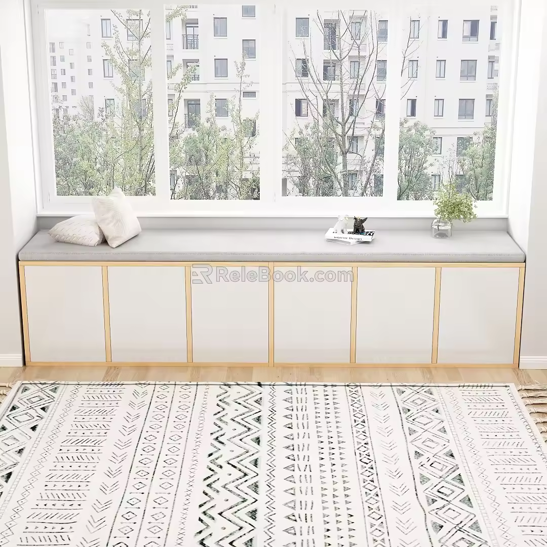 Modern Bay Window Cabinet Simple Storage Rack 3d model
