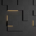 Modern Background Wall Designs with Marble Texture Wooden Panels and LED Lighting Strips