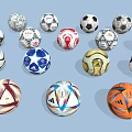 Various Colorful Soccer Balls With Different Designs And Brands As Sports Equipment