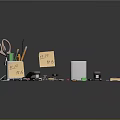 Office Stationery Collection With Scissors Pencils Stapler Paper Clips And Sticky Notes