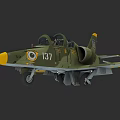 Green Military Fighter Jet With Yellow Nose Two Seat Landing Gear Down Number 137