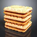 Stacked Crispy Crackers With Textured Surface And Golden Brown Layers