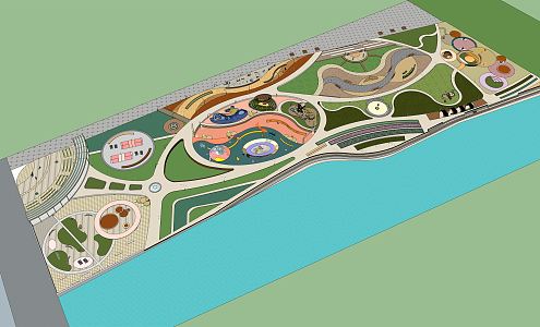 Modern Park Landscape Riverside Park Children's Play Area 3d model