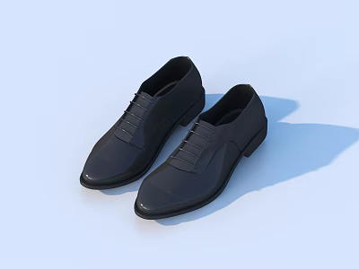 Black Lace Up Leather Shoes With Sleek Design For Formal Occasions 3d model