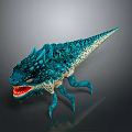 Blue Spiked Dinosaur Model With Open Mouth Sharp Teeth And Textured Turquoise Skin 3d model