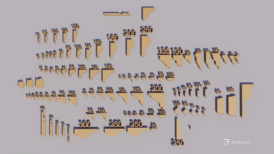 Modern Elegant Wall Decor With Numbered Geometric Wooden Design Elements 3d model