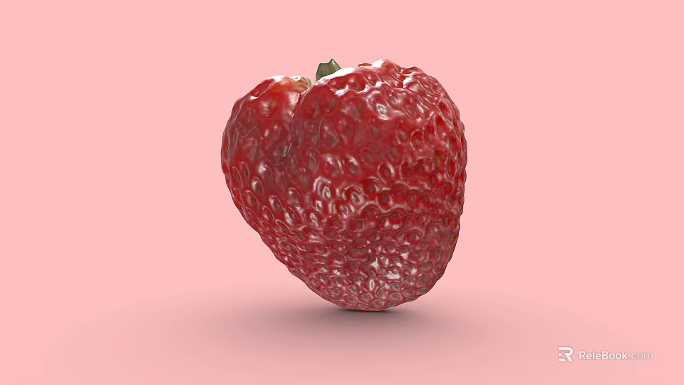 Red Juicy Strawberry on Vibrant Pink Background Looking Fresh and Ripe 3d model 