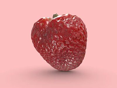 Red Juicy Strawberry on Vibrant Pink Background Looking Fresh and Ripe 3d model