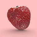 Red Juicy Strawberry on Vibrant Pink Background Looking Fresh and Ripe