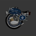 Vintage Blue Motorcycle With Classic Design Leather Bags And Chrome Accents