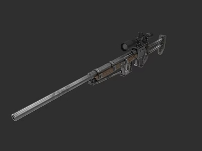 Modern Sniper Rifle With Long Barrel And Tactical Scope Detailed Design 3d model
