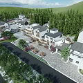 Scenic Wall In Traditional Chinese Architecture Complex With Green Trees And Courtyards