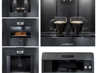 GAGGENAU Built in Kitchen Appliances With Coffee Maker And Oven Design 3d model
