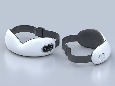 White And Gray Head Massager Devices With Control Panel And Adjustable Straps 3d model