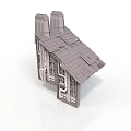 Traditional Architectural Building Model With Shingled Roof Two Chimneys And Windows