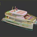 Luxury Modern White Catamaran Yacht With Wooden Deck And Upper Structure