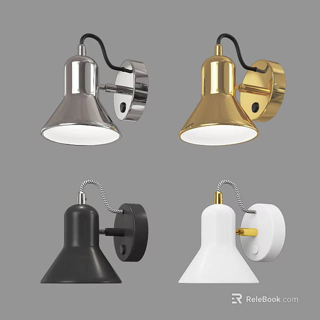 Modern Wall Lamps in Silver Gold Black White with Sleek Design for Home Decor 3d model 