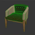 Accent Chair With Dark Brown Upholstered Seat Backrest Light Pink Armrests Wooden Legs Decorative Studs