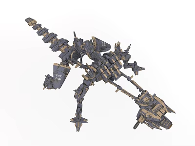 Futuristic Sci Fi Mechanical Weapon With Armored Structure And Robotic Components Design 3d model