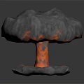 Cartoon Mushroom Cloud Explosion Scene With Lava Flames And Glowing Base 3d model