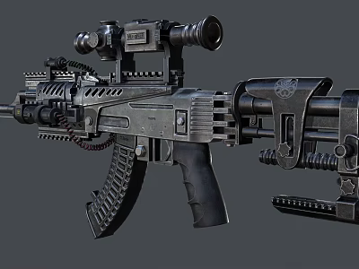 Tactical Assault Rifle With Metallic Finish Scope Magazine Handguard And Accessories 3d model