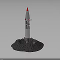 Silver Rocket With Red Tip Standing On Launch Pad For Space Exploration