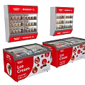 Commercial Ice Cream Display Freezers With Glass Doors And Storage Shelves