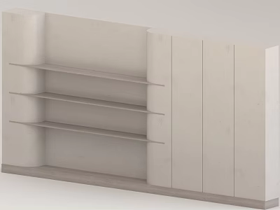 Minimalist Accent Wall Design With Multiple Floating Shelves And Light Colored Material 3d model