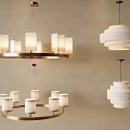 Modern Chandeliers With Circular Metal Frame And Layered Design Featuring White Lampshades
