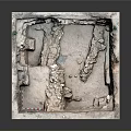 Archaeological Site Model With Square Structure Dirt Stone Ruins And Green Markers