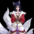 Fantasy Anime Character With Nine Tailed Fox Traits In Red White Outfit And Flowing Tails