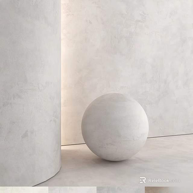 Smooth Concrete Sphere And Cylinder Components In Minimalist Gray Wall Floor Interior 3d model