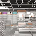 Modern Retail Store Interior Design With Display Shelves Product Stands And Bright Lighting 3d model
