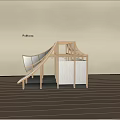 Poliform Mall Store Interior with Modern Wooden Display Structure and Design 3d model