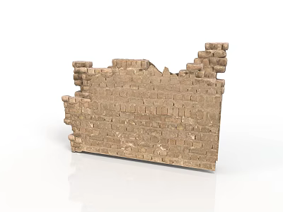 Modern Damaged Brick Wall With Textured Surface 3D Rendered For Interior Design Backdrop 3d model